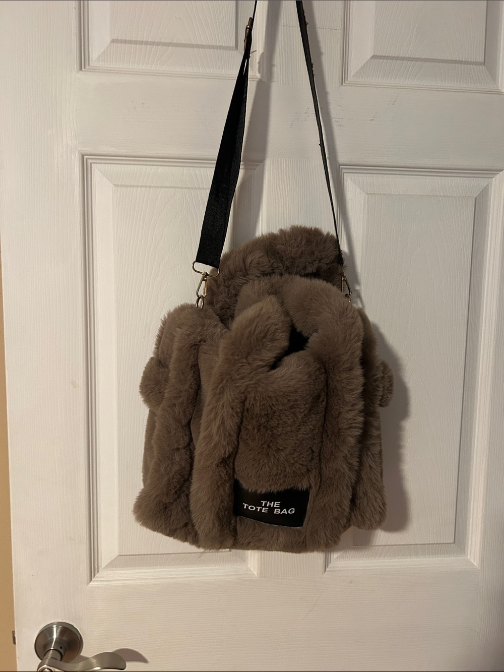 Faux Fur Brown Crossbody Tote